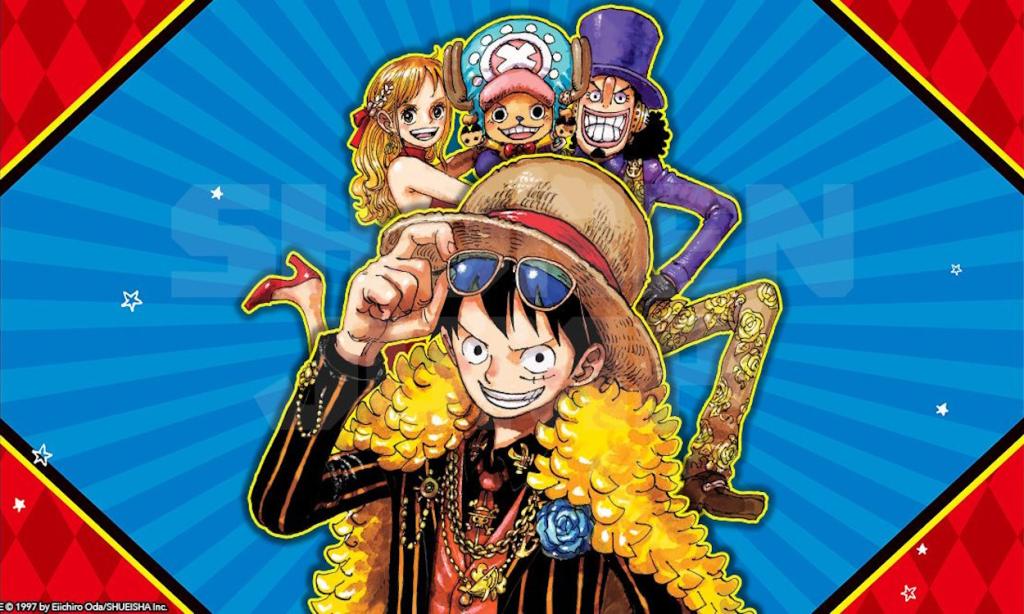 Luffy, Nami, Usopp and Chopper in One Piece cover