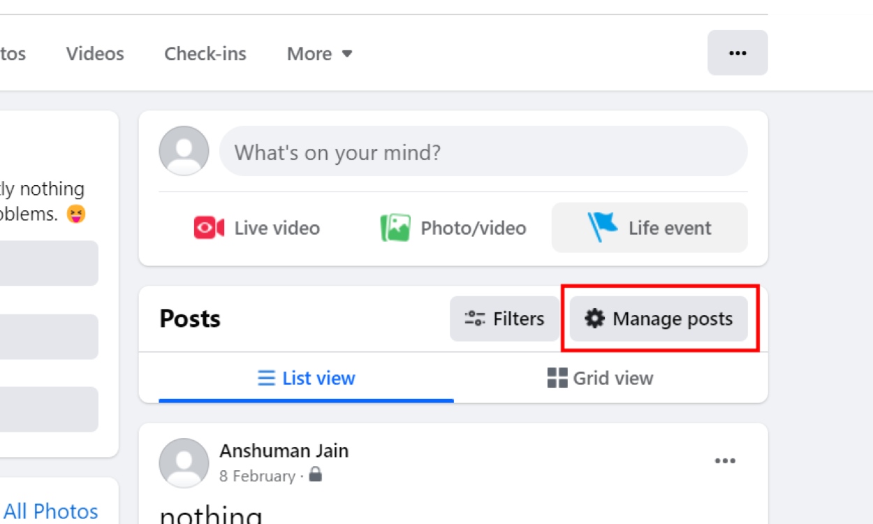 Open Manage Posts Facebook Website