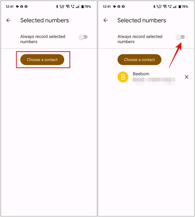 Record Selected Numbers