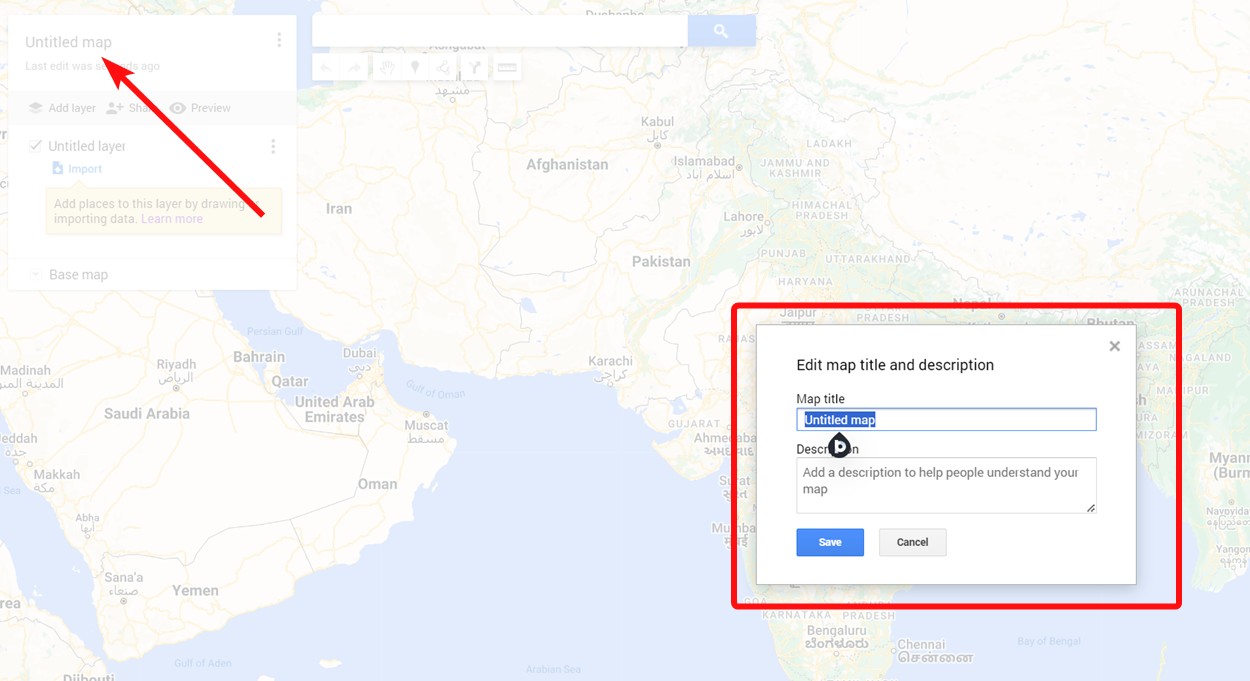 Rename a map on Google Maps for your trip