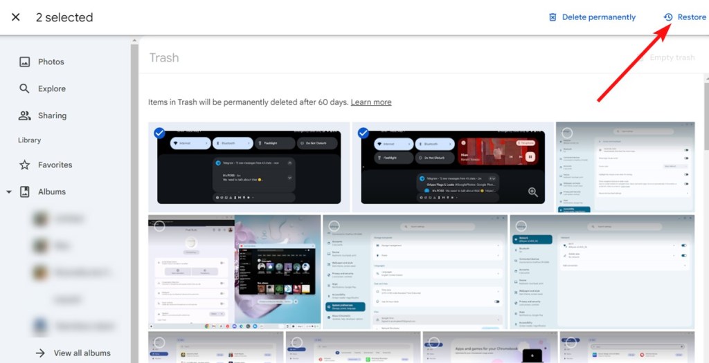 Restore an image Google Photos PC - Delete photos google photos