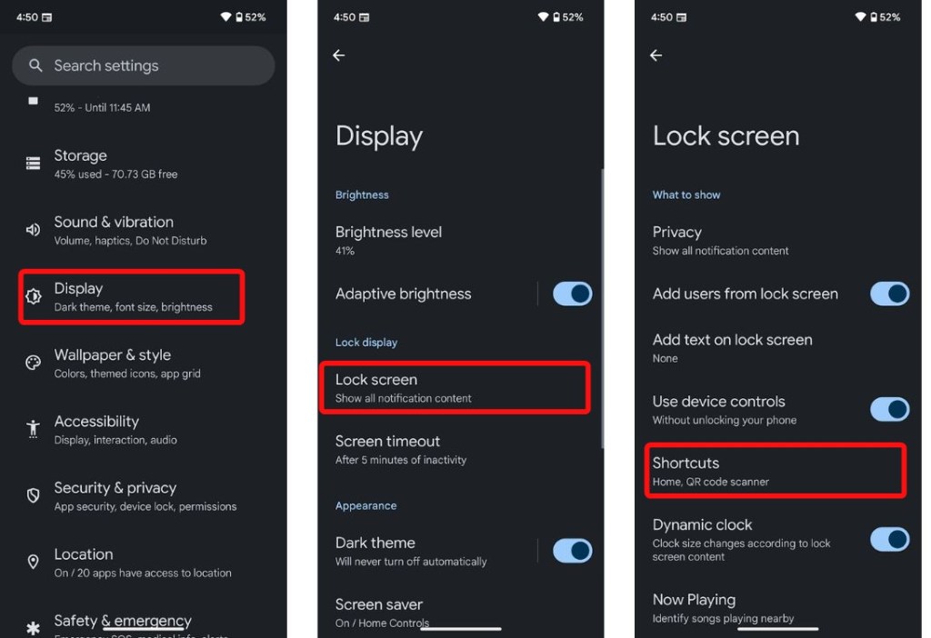 Scan QR code lockscreen settings