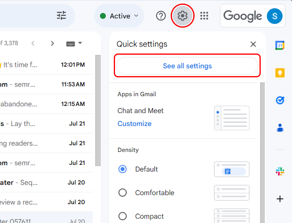 See all settings in Gmail web version