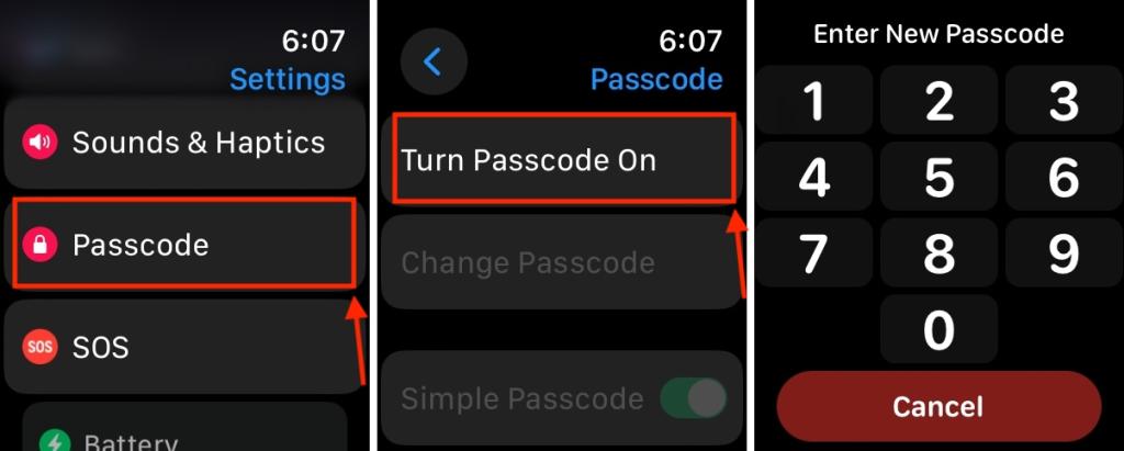 Set passcode on Apple Watch