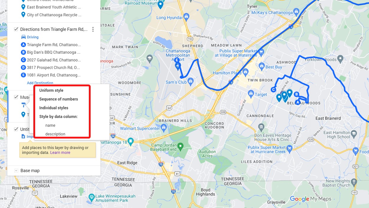 access styles on Google Maps for your trip