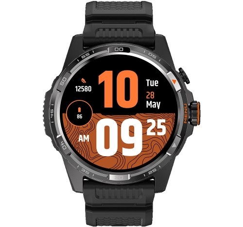 Ticwatch atlas with black and orange watch face