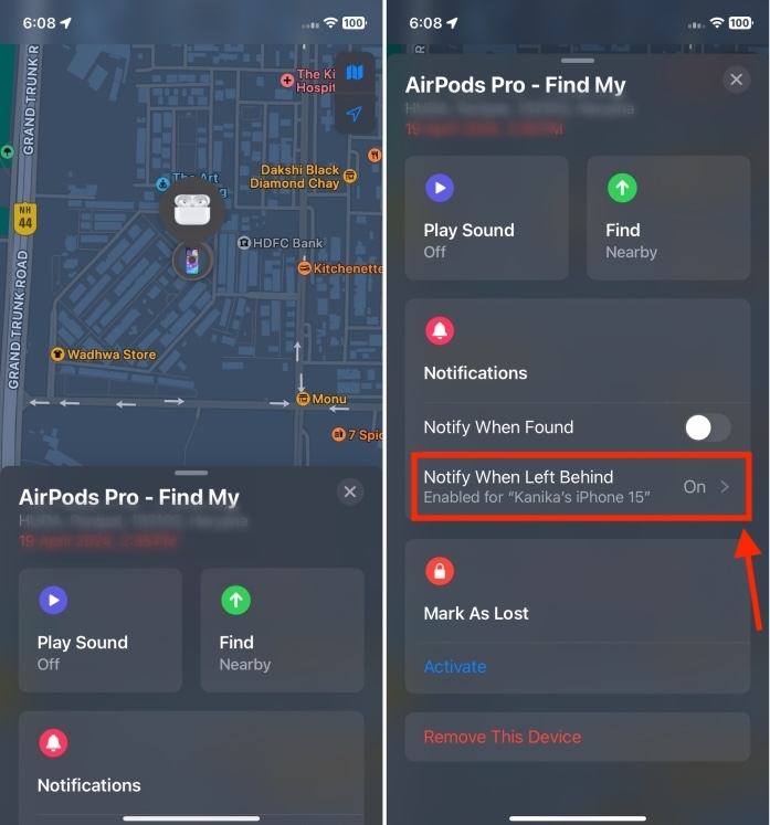 Turn On Notify When Left Behind on AirPods
