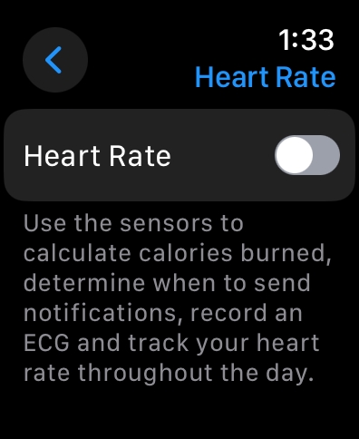 Turn off Heart rate on Apple Watch