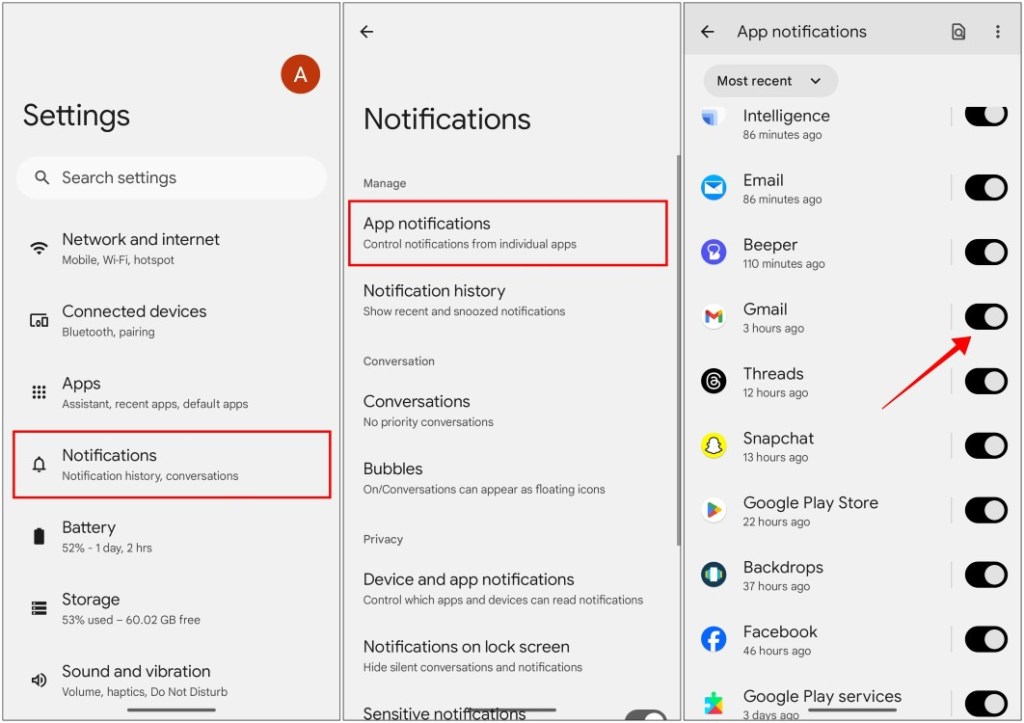 Turn on Gmail Notifications on Android