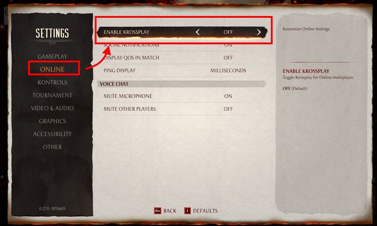 Under online settings, turn on the Cross-play, and connect your Warner Bros ID