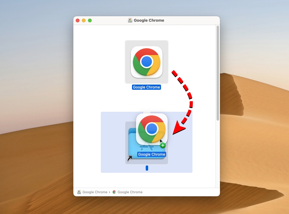 Drag and drop Chrome into Applications folder