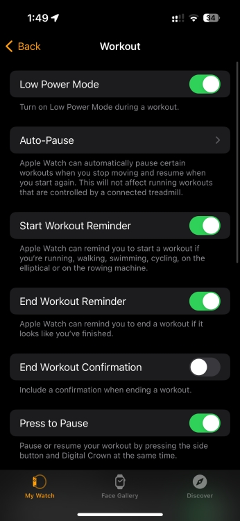 Use Low Power Mode during Workouts