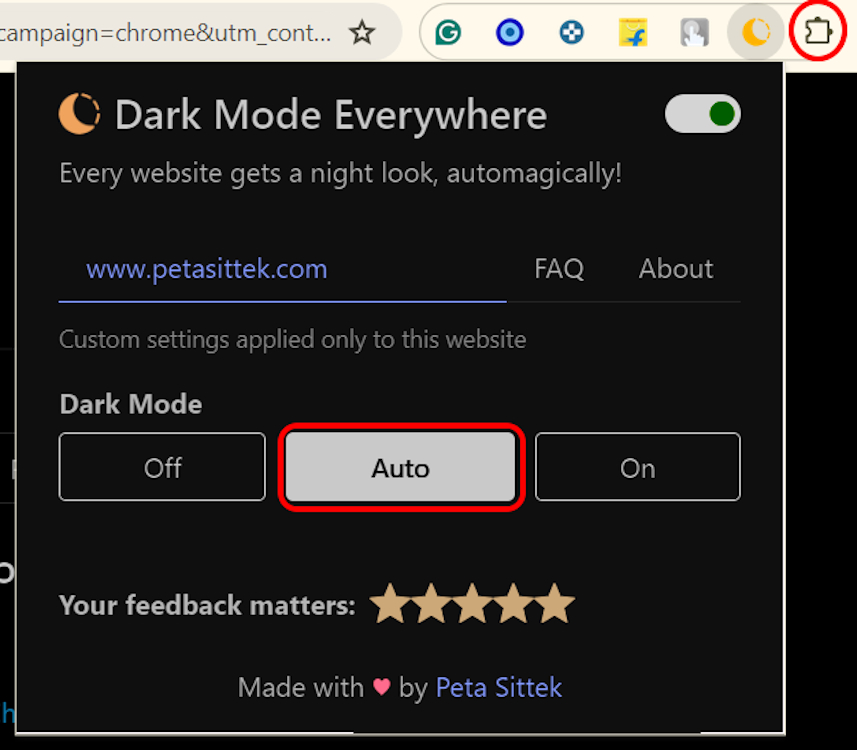 Using Dark Mode Everywhere Chrome Extension