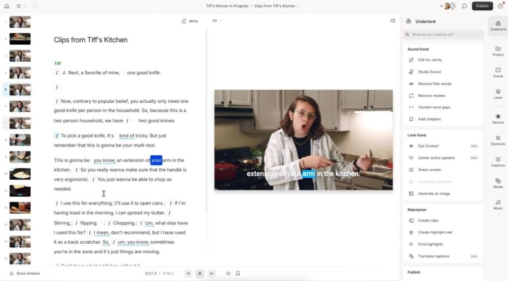 Top 10 AI Video Editing Tools to Watch in 2025! 6 Descript editing UI