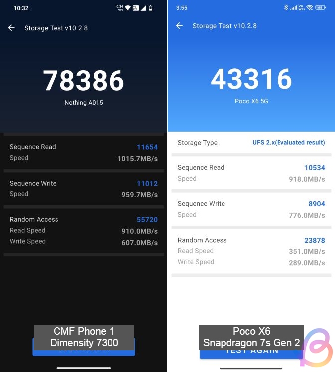 dimensity 7300 vs snapdragon 7s gen 2 storage test