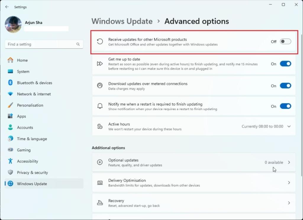 disable updates for microsoft products