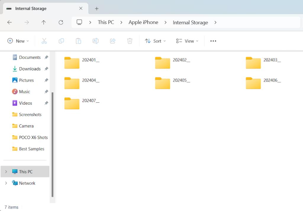 iPhone Folder Names on Windows PC