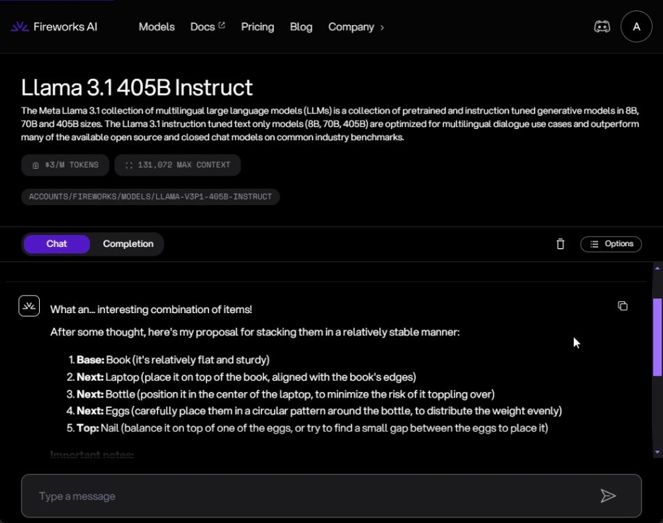 logical reasoning on llama 3.1 405B