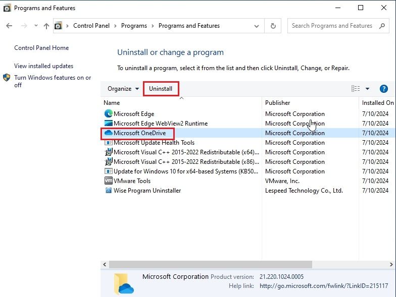 remove programs from control panel on windows 10