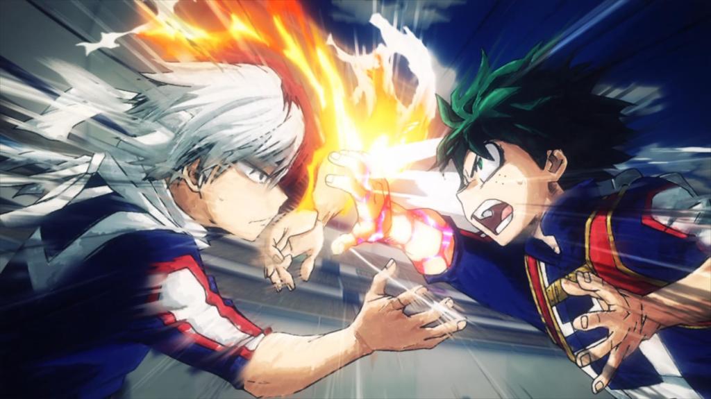 Deku vs. Todoroki in season 2 of My Hero Academia