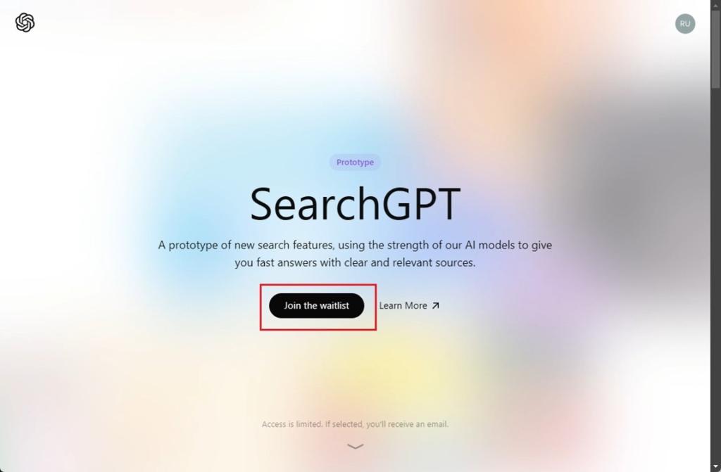 sign in to join searchgpt waitlist
