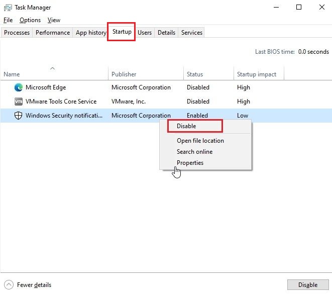Disable app from Task Manager