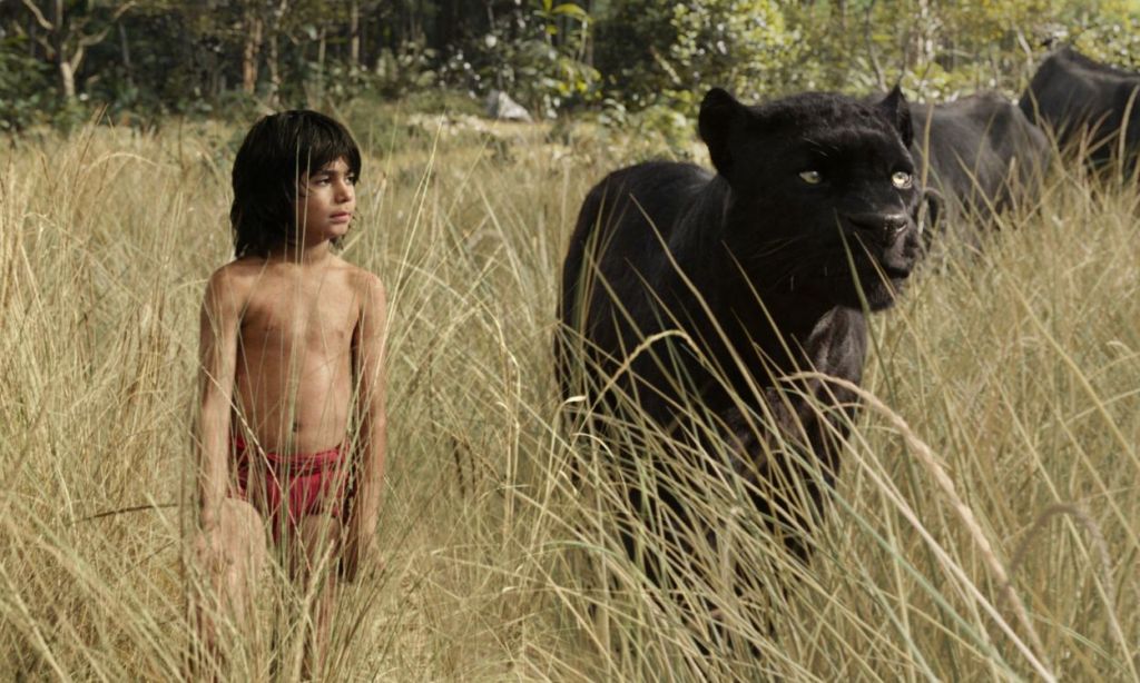 Mowgly and Bagheera in The Jungle Book