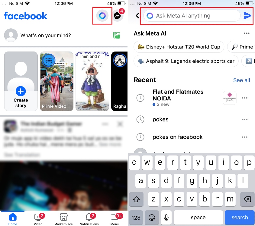 use meta ai in facebook on iphone