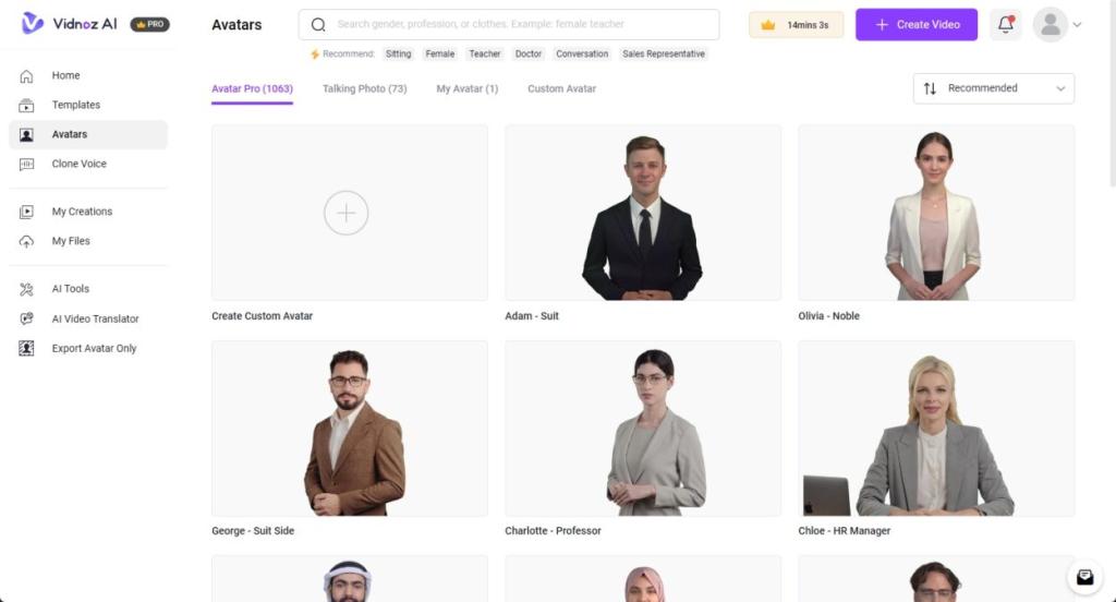 vidnoz ai avatars