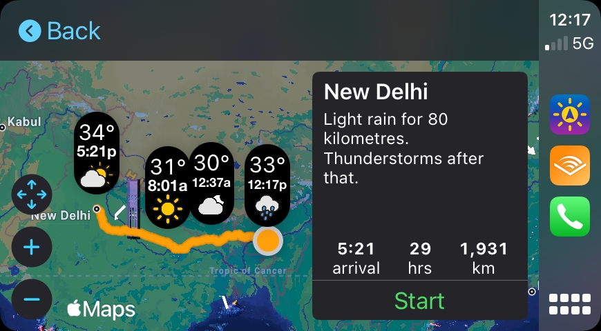 CarPlay Apps - Weather on the way