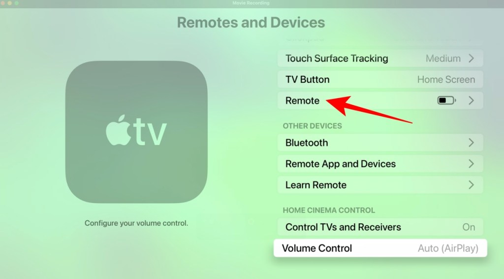 Select Remote inside Remotes and Devices