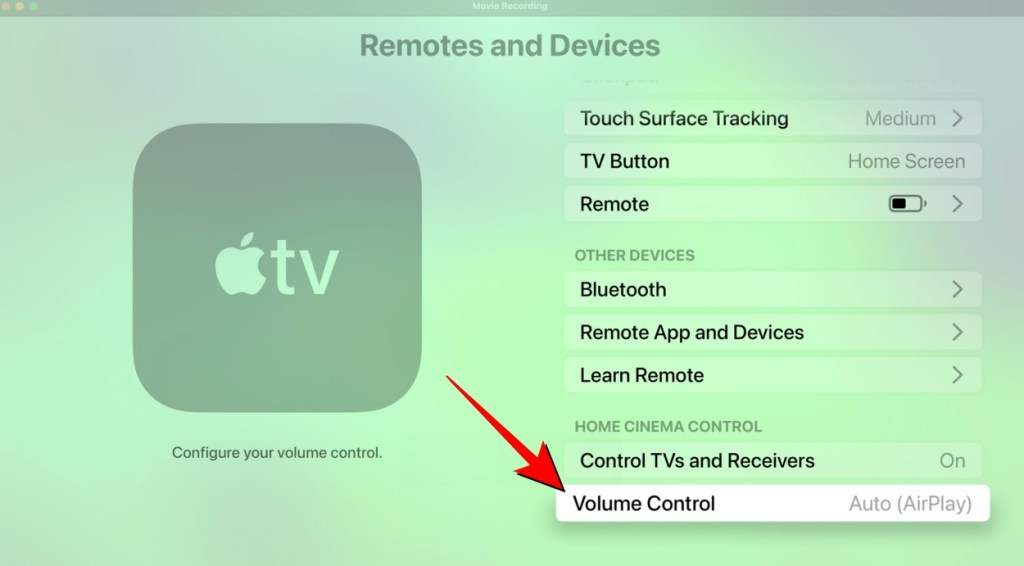 Select Volume Control inside Remotes and Devices