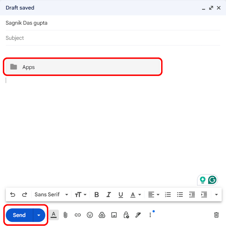 Attaching and sending a file from Drive on Gmail