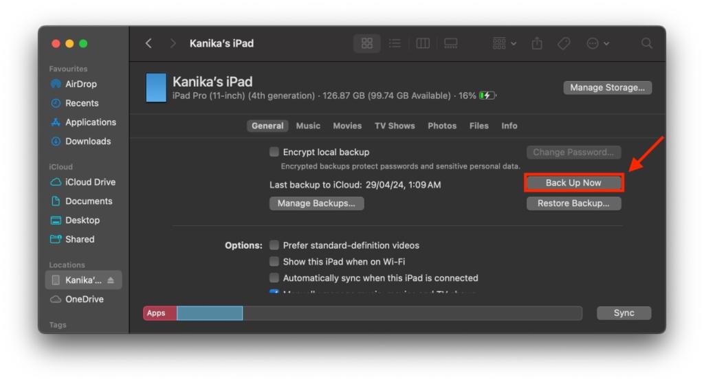Back Up iPad using Mac