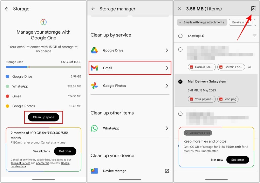 Clear Google Storage to fix Gmail Not Receiving Emails