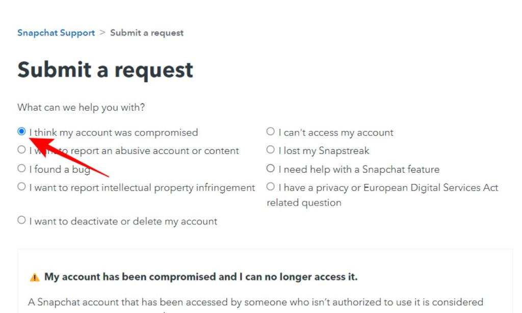 Contact Snapchat Support