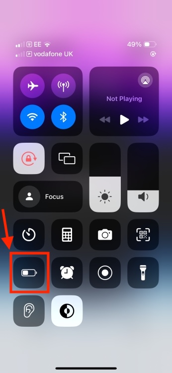 Disable Low Power Mode from Control Center