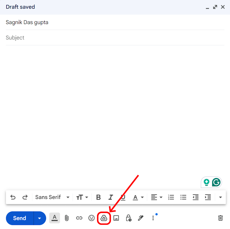 Drive icon in Gmail