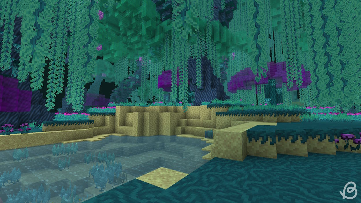 Minecraft Blue green forest biome in the BetterEnd mod