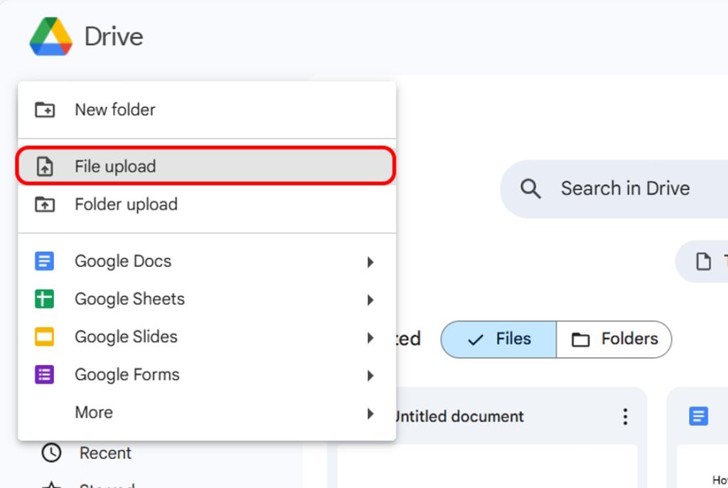 Upload file on Google Drive