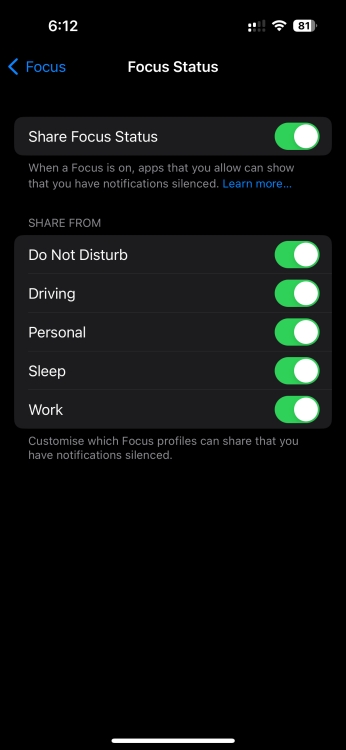 Focus Status on iPhone