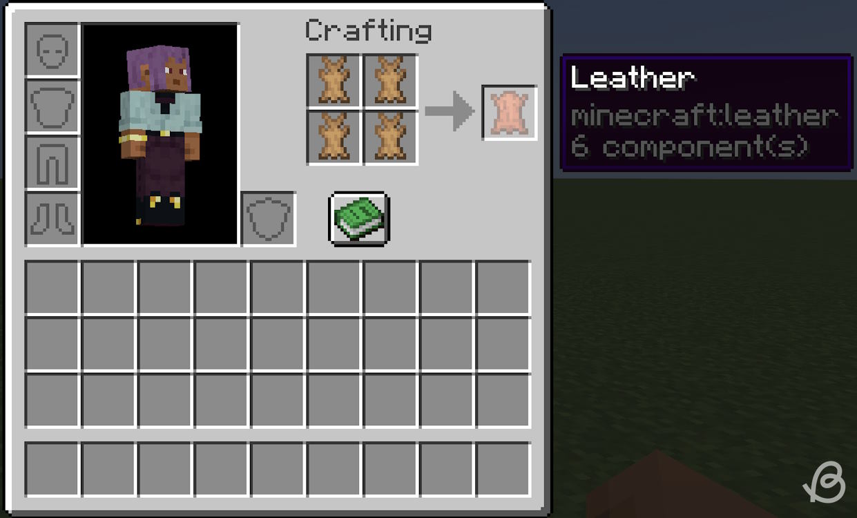 Crafting recipe for leather in Minecraft