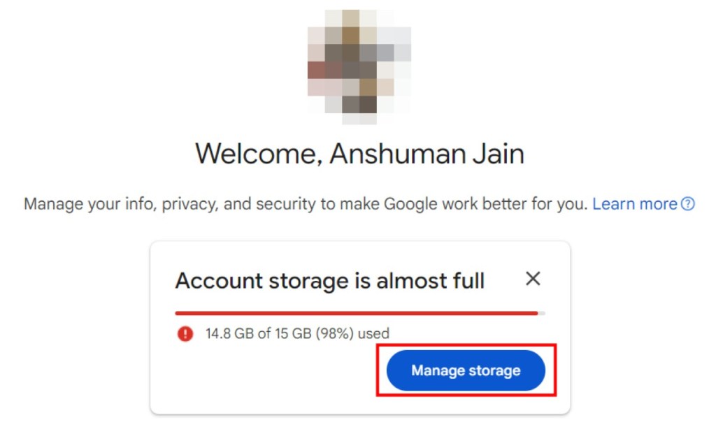 Manage Storage on Gmail