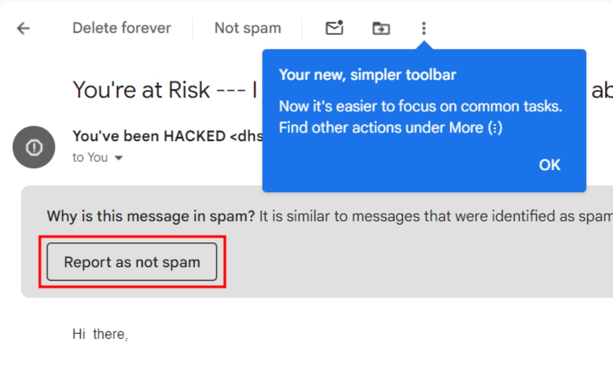 Mark Emails as Not Spam to fix Gmail Not Receiving Emails