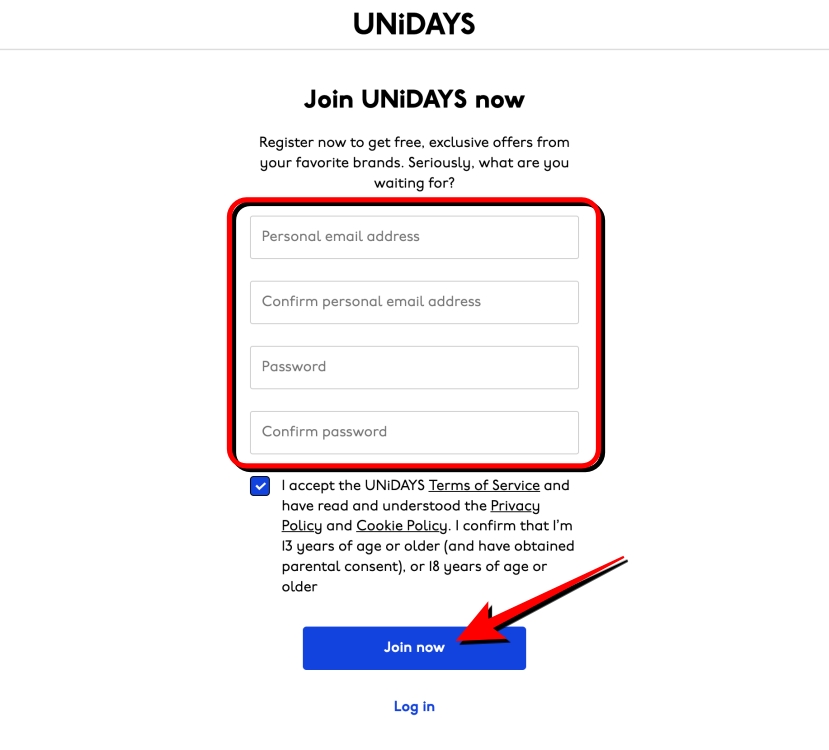 Create UNiDAYS account for Max Student Discount