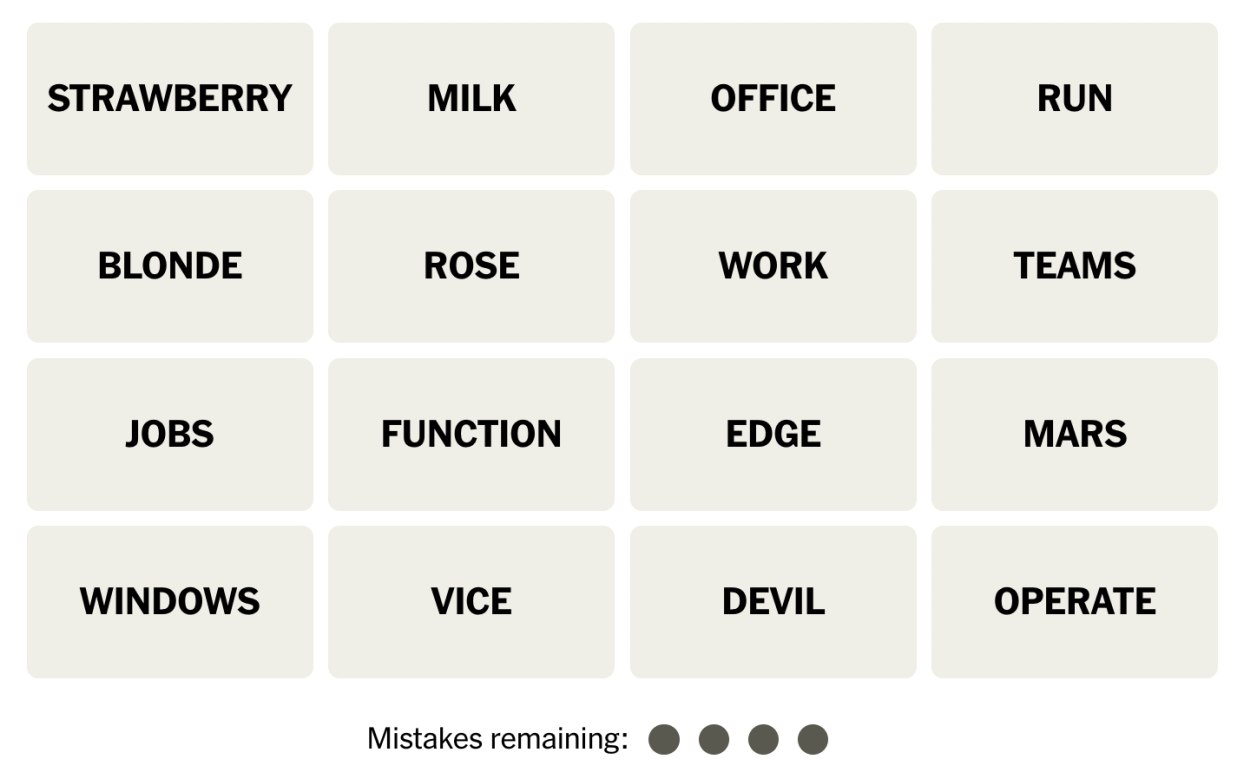 NYT Connections August 10 Grid