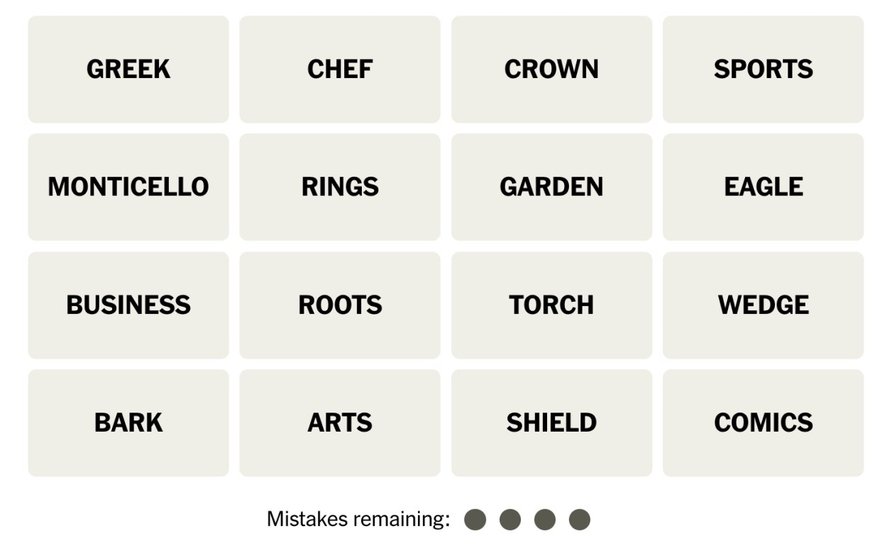 NYT Connections August 31 Grid
