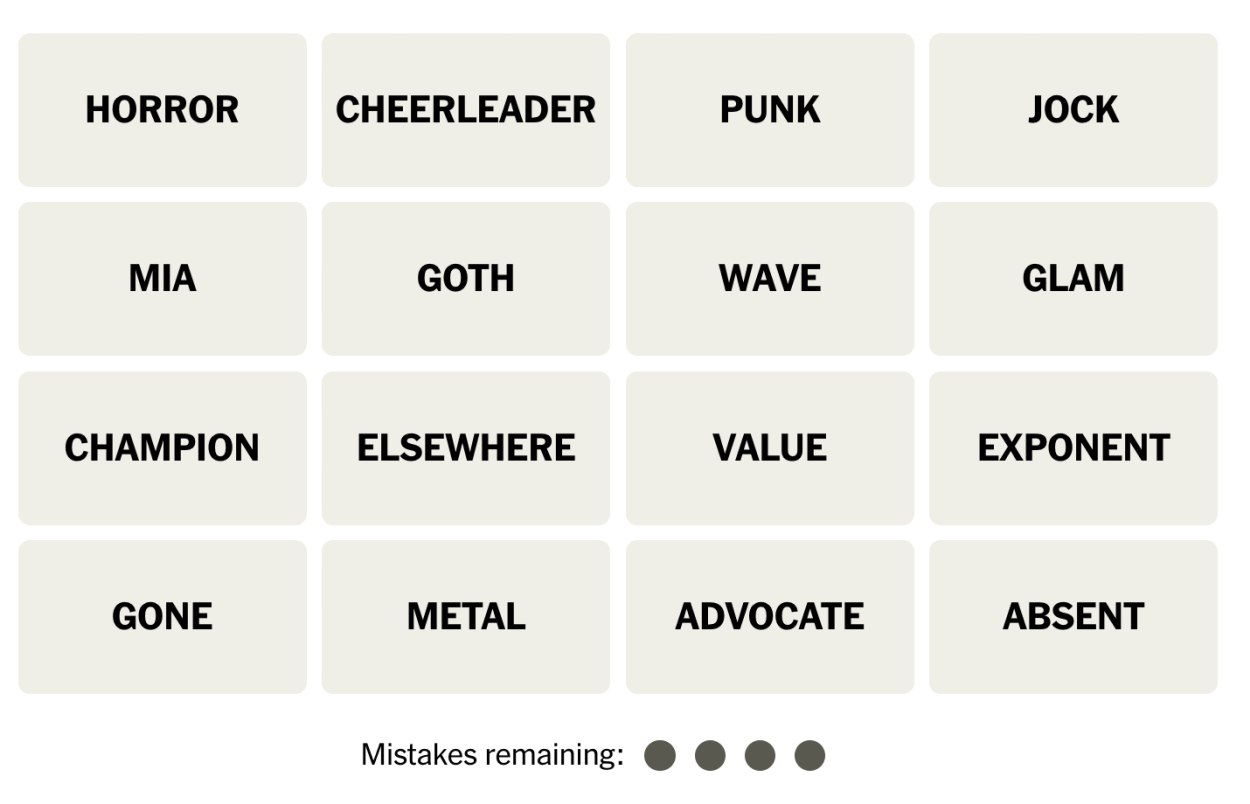 NYT Connections August 9 Grid 