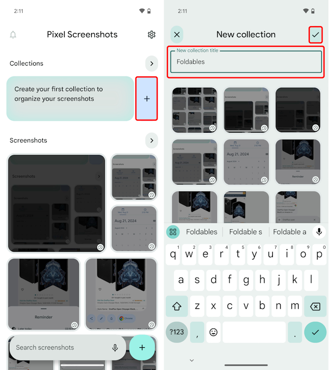 Name Collections folder on Screenshots app