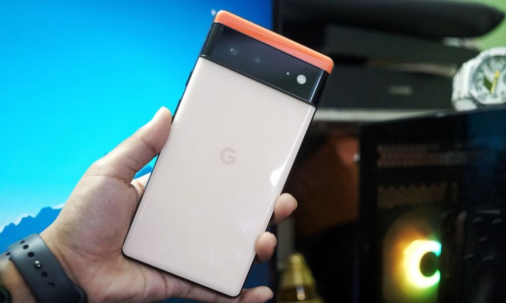 Pixel 6 smartphone in Coral colorway